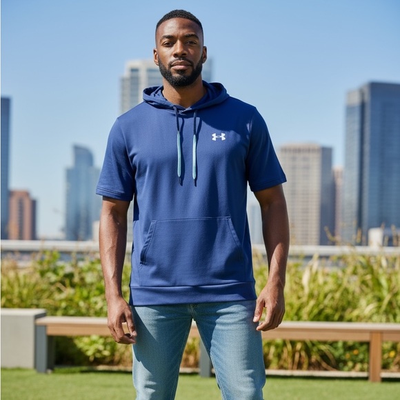 Men’s Medium Under Armour Baseball Short Sleeve Hoodie Sweater - Picture 1 of 4